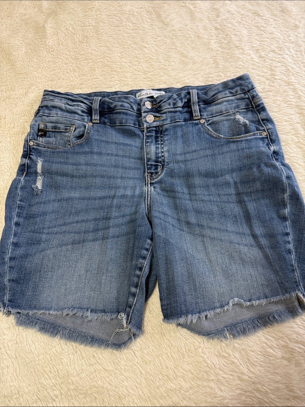 KanCan Medium Blue Distressed Denim Shorts